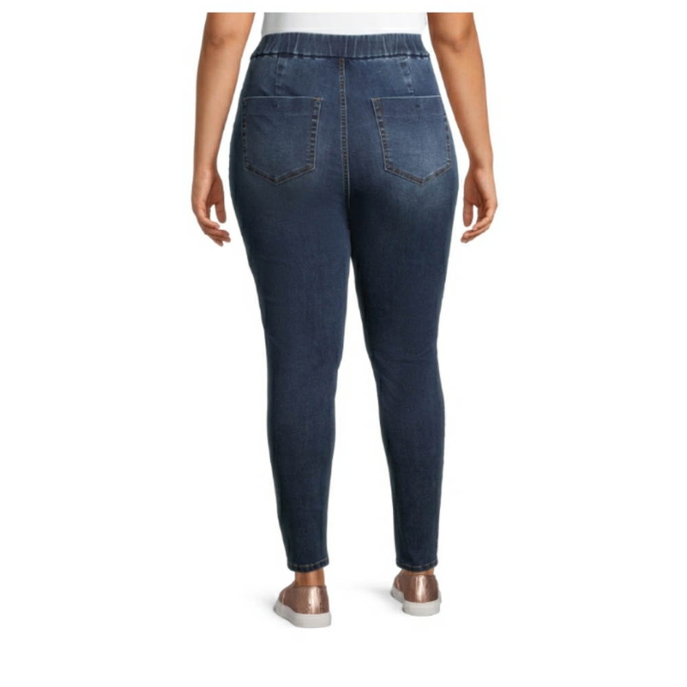 Curvy super high rise med blue Juniors plus XXXL(21) NOBO jeggings stretch jeans - Picture 3 of 7